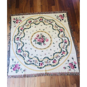Rose Print Tapestry Throw Blanket